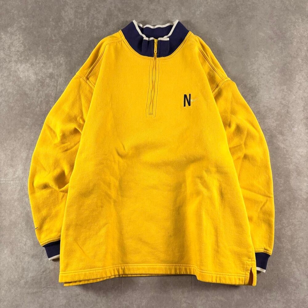 vintage 90s nike yellow fleece quarter zip